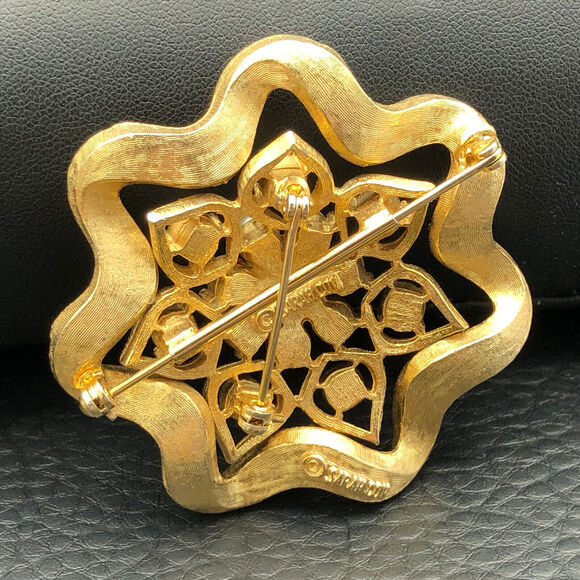 Vintage Sarah Coventry Brooch Starlit Trio 1970 Gold Tone 2-Part Pin Set EUC - Picture 2 of 11
